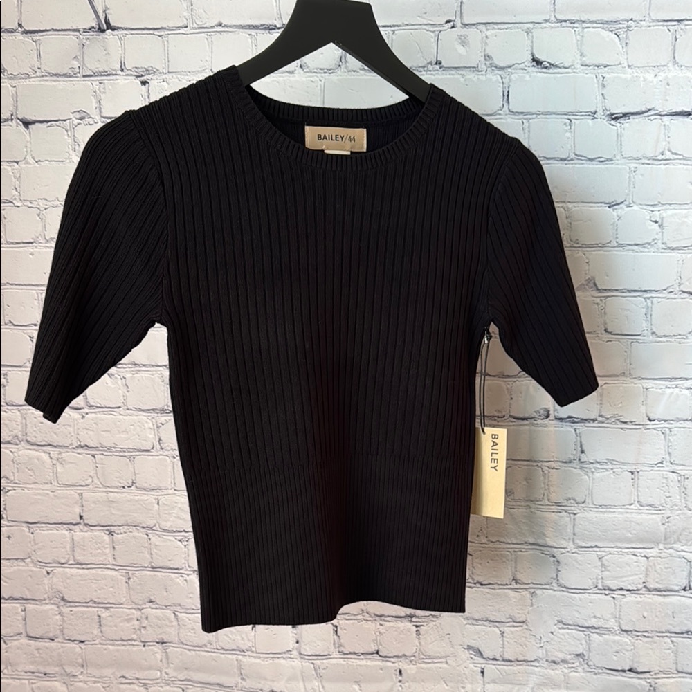 Bailey 44 Black Ribbed Top